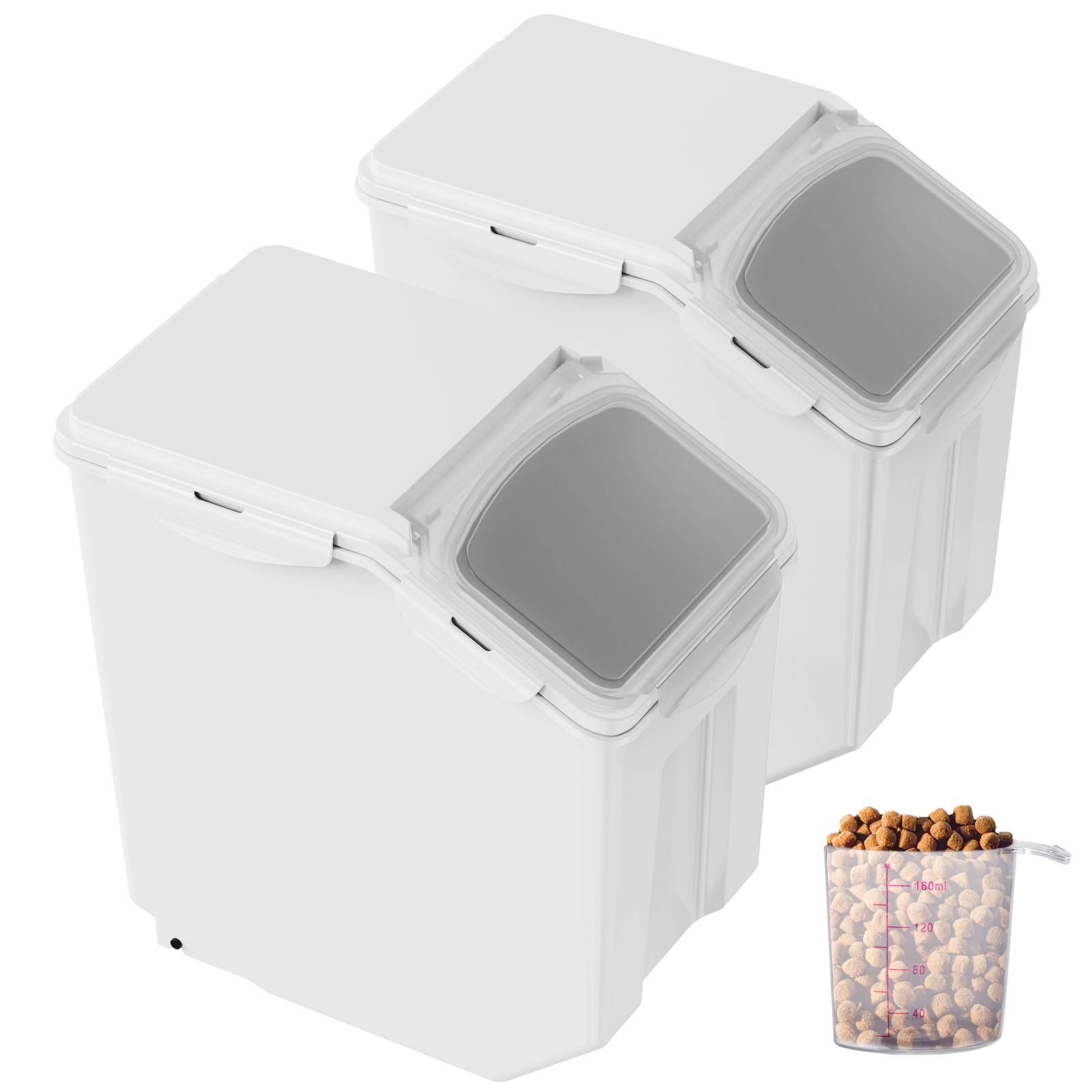 Airtight Kitchen Ingredient Storage Bin With Measuring Cups Set_voghion.com
